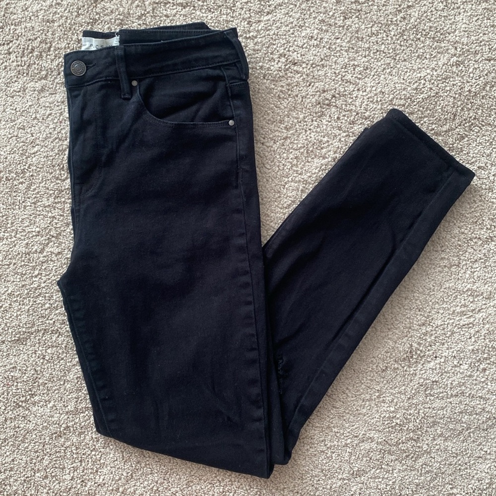 Pacsun High-Rise Skinniest Ankle Black Jeans with Knee Rips
